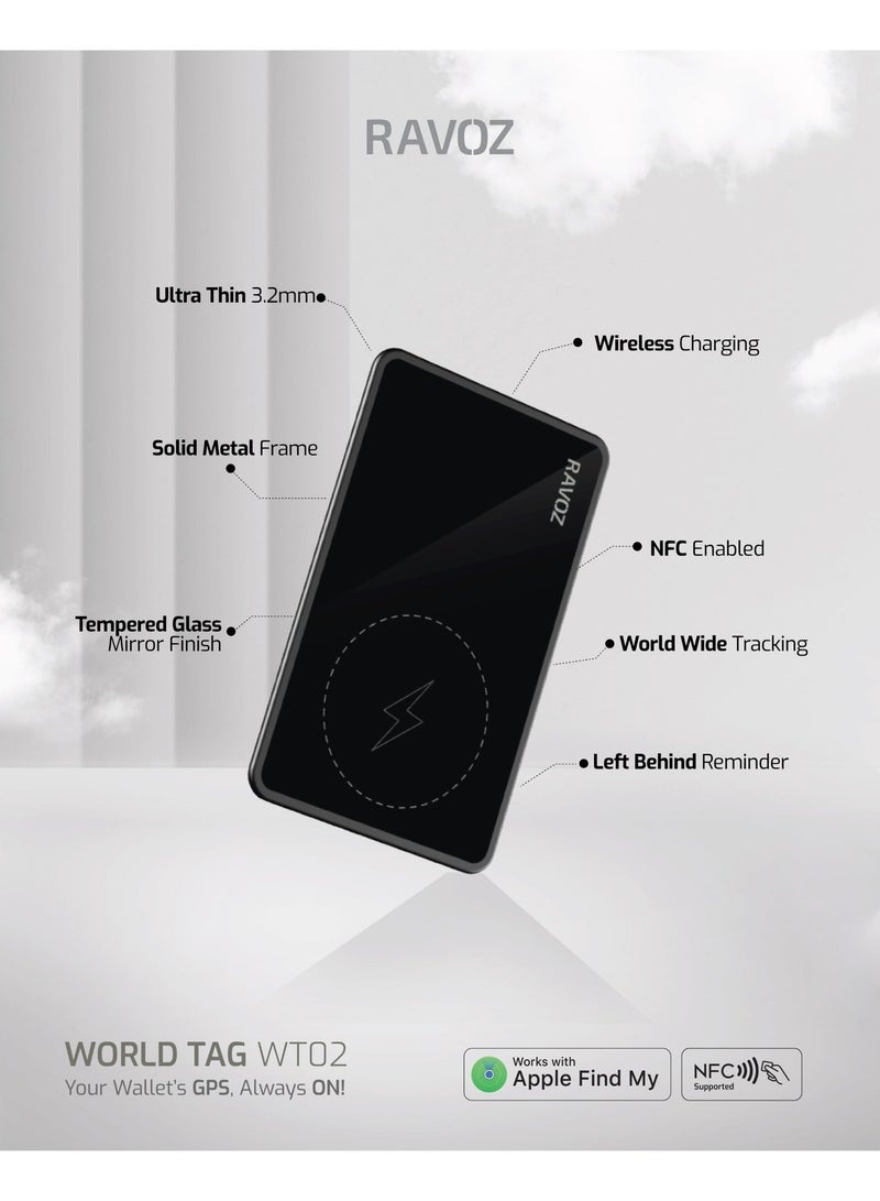 Ravoz WorldTag WT02 Slim Smart Tag Apple Find My iOS Only 1.7mm Ultra-Slim Wallet Finder Global Location Rechargeable Luggage Tag Beep Sound IP68 Waterproof Bluetooth Tracker for Wallets, Keys, Bags - Image 5